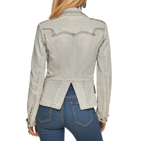 Parasuco Western Y2K Denim Blazer Jacket M Steampunk Prairie Cowboy - Picture 12 of 12